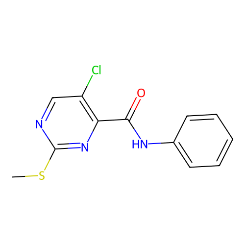 5-chloro-2-(methylthio)-N-phenylpyrimidine-4-carboxamide structure