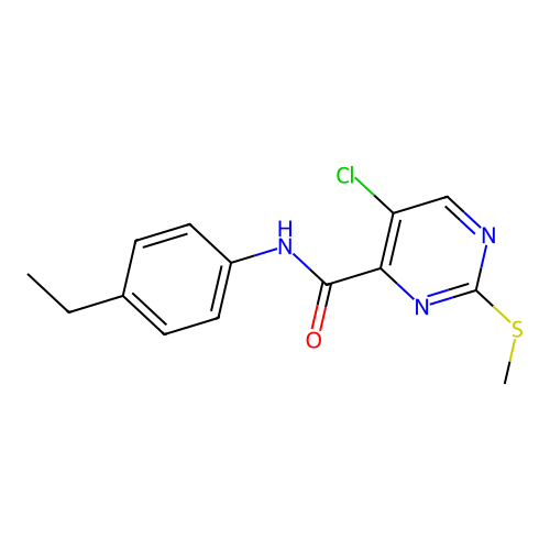 5-chloro-N-(4-ethylphenyl)-2-(methylthio)pyrimidine-4-carboxamide structure