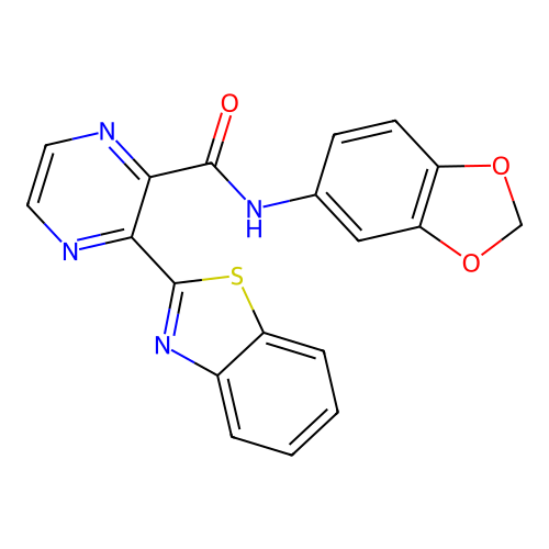 N-(1,3-benzodioxol-5-yl)-3-(1,3-benzothiazol-2-yl)pyrazine-2-carboxamide structure