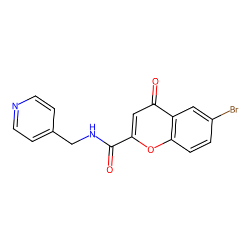 6-bromo-4-oxo-N-(pyridin-4-ylmethyl)-4H-chromene-2-carboxamide structure