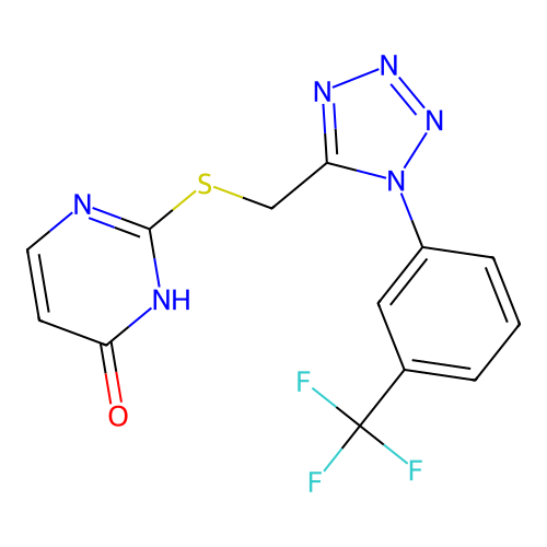 2-[({1-[3-(trifluoromethyl)phenyl]-1H-tetrazol-5-yl}methyl)sulfanyl]pyrimidin-4-ol structure