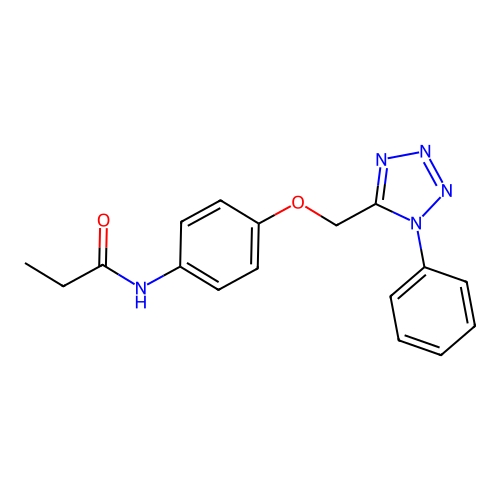 N-{4-[(1-phenyl-1H-tetrazol-5-yl)methoxy]phenyl}propanamide structure