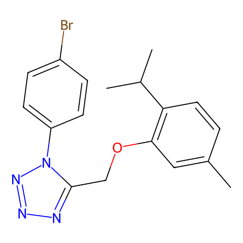 1-(4-bromophenyl)-5-{[5-methyl-2-(propan-2-yl)phenoxy]methyl}-1H-tetrazole structure