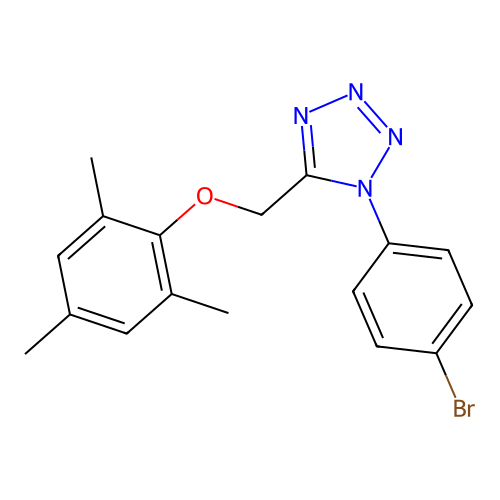 1-(4-bromophenyl)-5-[(2,4,6-trimethylphenoxy)methyl]-1H-tetrazole structure