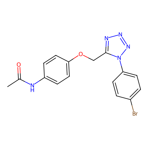 N-(4-{[1-(4-bromophenyl)-1H-tetrazol-5-yl]methoxy}phenyl)acetamide structure