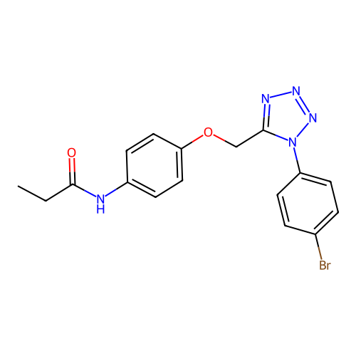 N-(4-{[1-(4-bromophenyl)-1H-tetrazol-5-yl]methoxy}phenyl)propanamide structure