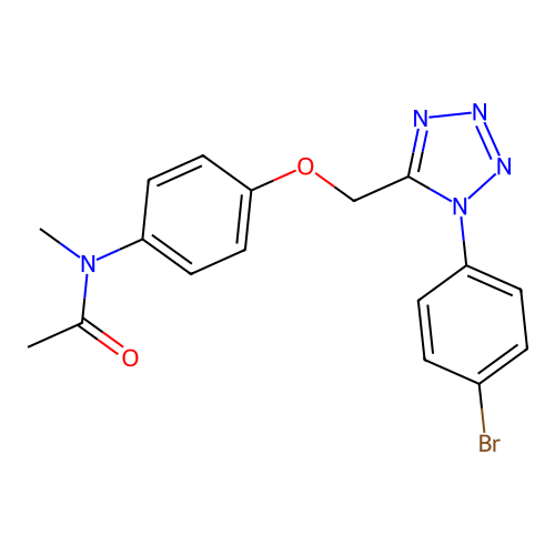 N-(4-{[1-(4-bromophenyl)-1H-tetrazol-5-yl]methoxy}phenyl)-N-methylacetamide structure