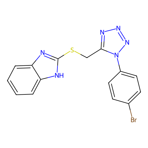 2-({[1-(4-bromophenyl)-1H-tetrazol-5-yl]methyl}sulfanyl)-1H-benzimidazole structure