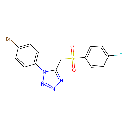 1-(4-bromophenyl)-5-{[(4-fluorophenyl)sulfonyl]methyl}-1H-tetrazole structure