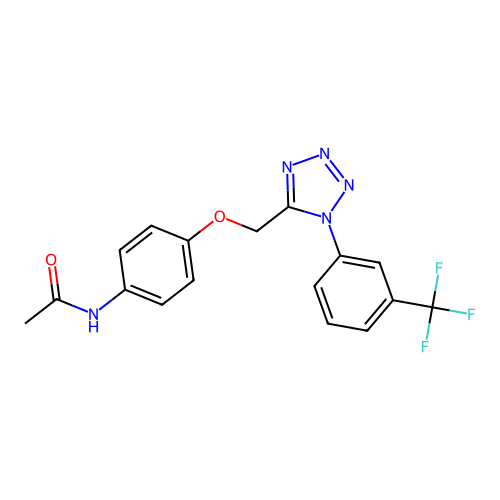 N-[4-({1-[3-(trifluoromethyl)phenyl]-1H-tetrazol-5-yl}methoxy)phenyl]acetamide structure