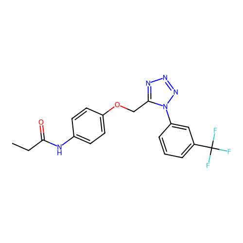 N-[4-({1-[3-(trifluoromethyl)phenyl]-1H-tetrazol-5-yl}methoxy)phenyl]propanamide structure