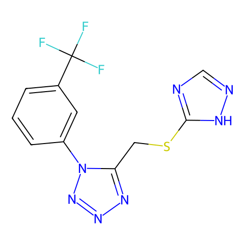 5-[(4H-1,2,4-triazol-3-ylsulfanyl)methyl]-1-[3-(trifluoromethyl)phenyl]-1H-tetrazole structure