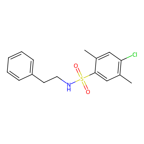 4-chloro-2,5-dimethyl-N-(2-phenylethyl)benzenesulfonamide structure