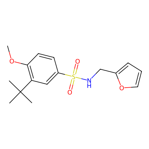 3-tert-butyl-N-(furan-2-ylmethyl)-4-methoxybenzenesulfonamide structure