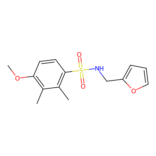 N-(furan-2-ylmethyl)-4-methoxy-2,3-dimethylbenzenesulfonamide structure
