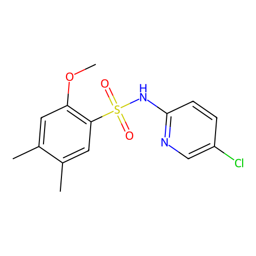 N-(5-chloropyridin-2-yl)-2-methoxy-4,5-dimethylbenzene-1-sulfonamide structure