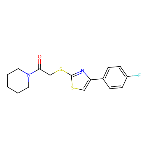 2-{[4-(4-Fluorophenyl)-1,3-thiazol-2-yl]sulfanyl}-1-(piperidin-1-yl)ethanone structure