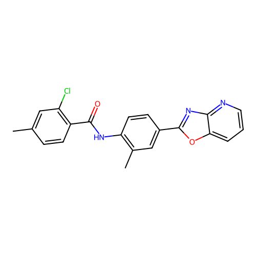 2-chloro-4-methyl-N-[2-methyl-4-([1,3]oxazolo[4,5-b]pyridin-2-yl)phenyl]benzamide structure