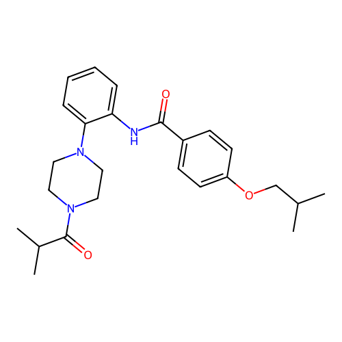 N-[2-[4-(2-methylpropanoyl)piperazin-1-yl]phenyl]-4-(2-methylpropoxy)benzamide structure