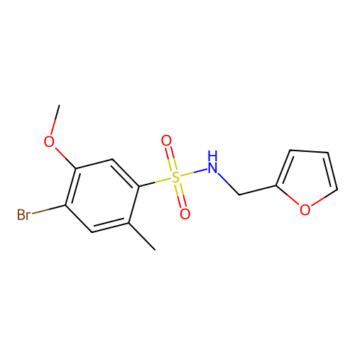 4-bromo-N-(furan-2-ylmethyl)-5-methoxy-2-methylbenzenesulfonamide structure