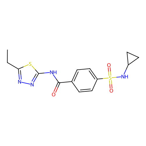 4-(cyclopropylsulfamoyl)-N-(5-ethyl-1,3,4-thiadiazol-2-yl)benzamide structure