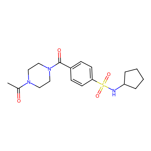 4-(4-acetylpiperazine-1-carbonyl)-N-cyclopentylbenzenesulfonamide structure