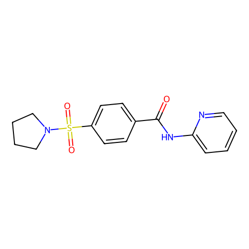 N-pyridin-2-yl-4-pyrrolidin-1-ylsulfonylbenzamide structure