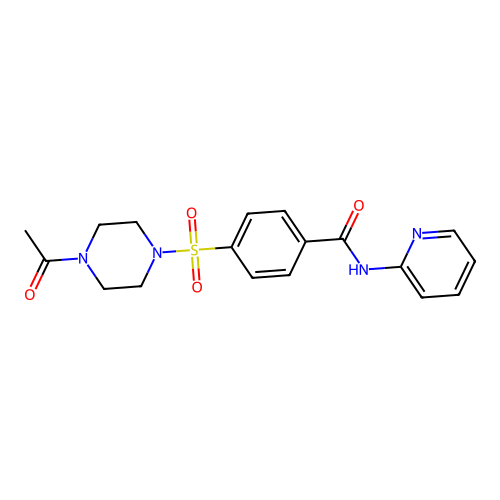 4-(4-acetylpiperazin-1-yl)sulfonyl-N-pyridin-2-ylbenzamide structure