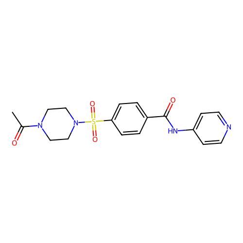 4-(4-acetylpiperazin-1-yl)sulfonyl-N-pyridin-4-ylbenzamide structure