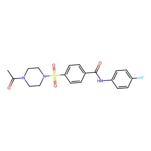 4-(4-acetylpiperazin-1-yl)sulfonyl-N-(4-fluorophenyl)benzamide structure