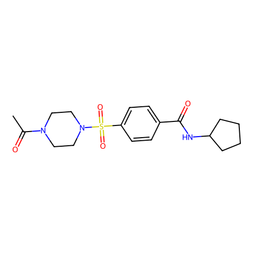 4-(4-acetylpiperazin-1-yl)sulfonyl-N-cyclopentylbenzamide structure