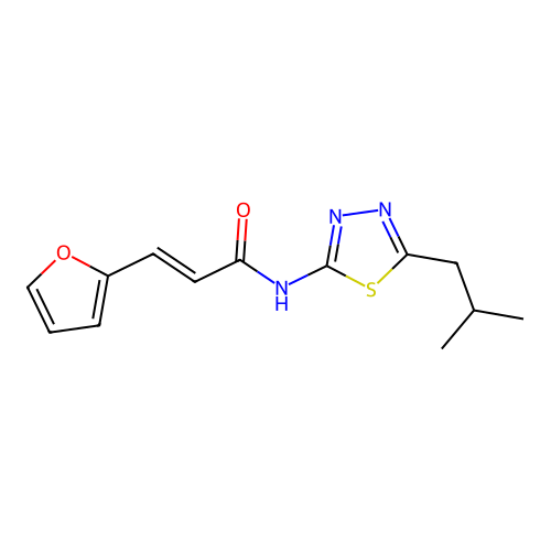 (E)-3-(furan-2-yl)-N-[5-(2-methylpropyl)-1,3,4-thiadiazol-2-yl]prop-2-enamide structure