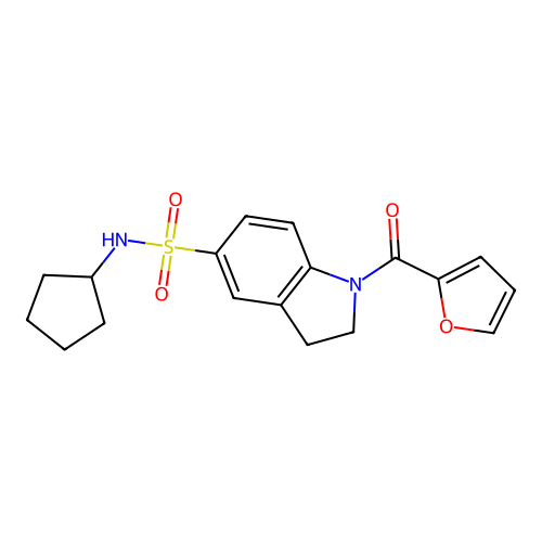 5-[(Cyclopentylamino)sulfonyl]indolinyl 2-furyl ketone structure
