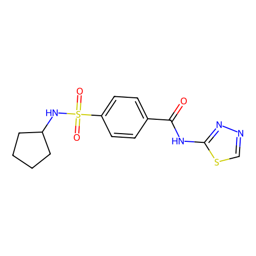 4-(N-cyclopentylsulfamoyl)-N-(1,3,4-thiadiazol-2-yl)benzamide structure