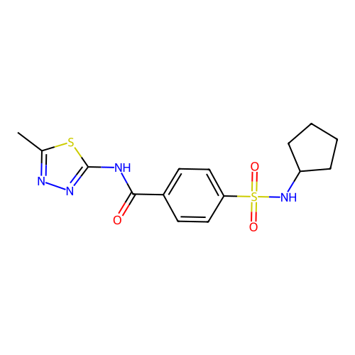 4-(cyclopentylsulfamoyl)-N-(5-methyl-1,3,4-thiadiazol-2-yl)benzamide structure