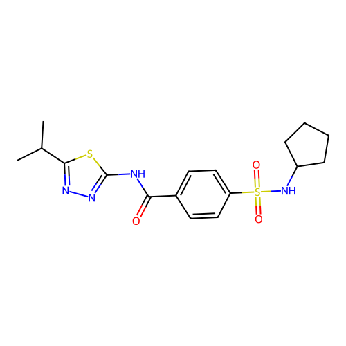 4-(cyclopentylsulfamoyl)-N-(5-propan-2-yl-1,3,4-thiadiazol-2-yl)benzamide structure