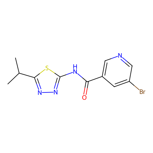 5-bromo-N-(5-isopropyl-1,3,4-thiadiazol-2-yl)nicotinamide structure