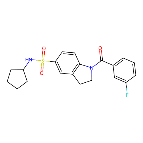 5-[(Cyclopentylamino)sulfonyl]indolinyl 3-fluorophenyl ketone structure
