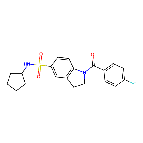 5-[(Cyclopentylamino)sulfonyl]indolinyl 4-fluorophenyl ketone structure