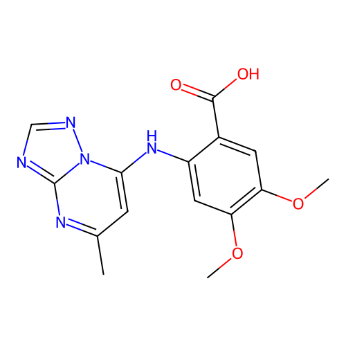 4,5-dimethoxy-2-((5-methyl-[1,2,4]triazolo[1,5-a]pyrimidin-7-yl)amino)benzoic acid structure