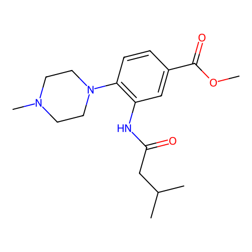 Methyl 3-(3-methylbutanoylamino)-4-(4-methylpiperazin-1-yl)benzoate structure