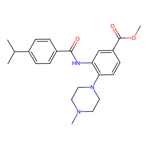 Methyl 4-(4-methylpiperazin-1-yl)-3-[(4-propan-2-ylbenzoyl)amino]benzoate structure
