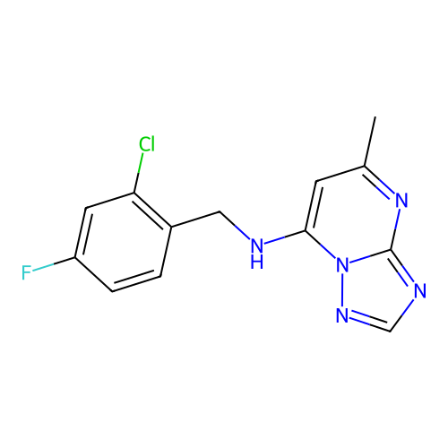 N-(2-chloro-4-fluorobenzyl)-5-methyl[1,2,4]triazolo[1,5-a]pyrimidin-7-amine structure