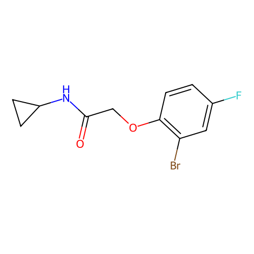 2-(2-bromo-4-fluorophenoxy)-N-cyclopropylacetamide structure