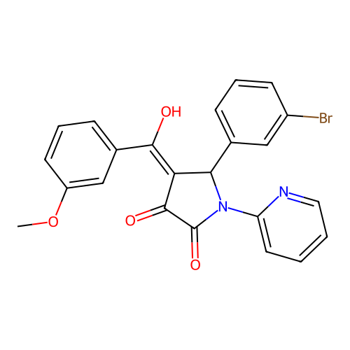 5-(3-Bromophenyl)-4-[hydroxy(3-methoxyphenyl)methylene]-1-(2-pyridinyl)-2,3-pyrrolidinedione structure