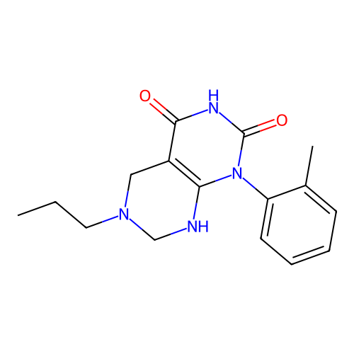6-propyl-1-(o-tolyl)-5,6,7,8-tetrahydropyrimido[4,5-d]pyrimidine-2,4(1H,3H)-dione structure