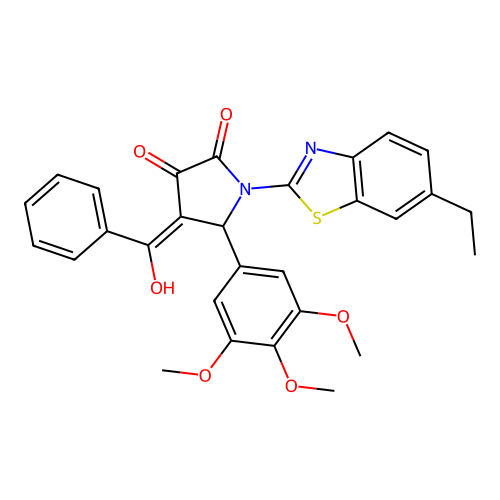 1-(6-ethyl-1,3-benzothiazol-2-yl)-4-[hydroxy(phenyl)methylidene]-5-(3,4,5-trimethoxyphenyl)pyrrolidine-2,3-dione structure