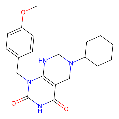 6-cyclohexyl-1-(4-methoxybenzyl)-5,6,7,8-tetrahydropyrimido[4,5-d]pyrimidine-2,4(1H,3H)-dione structure