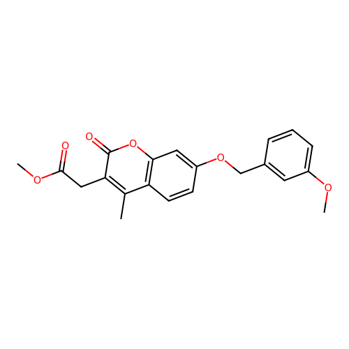 methyl {7-[(3-methoxybenzyl)oxy]-4-methyl-2-oxo-2H-chromen-3-yl}acetate structure