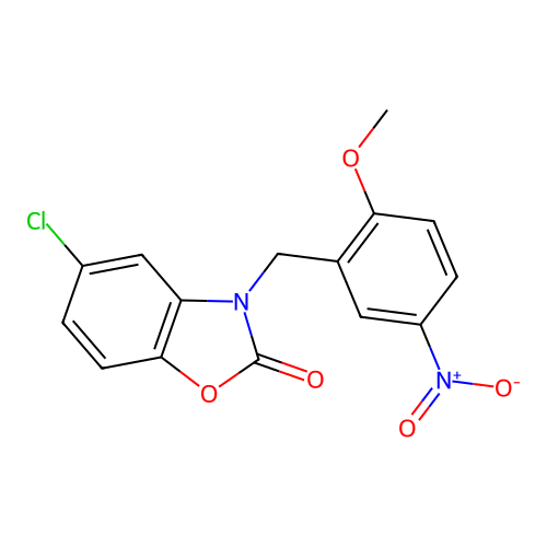 5-chloro-3-(2-methoxy-5-nitrobenzyl)-1,3-benzoxazol-2(3H)-one structure